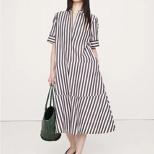 Banana Republic Cotton Poplin Tuxedo-Front Midi Dress